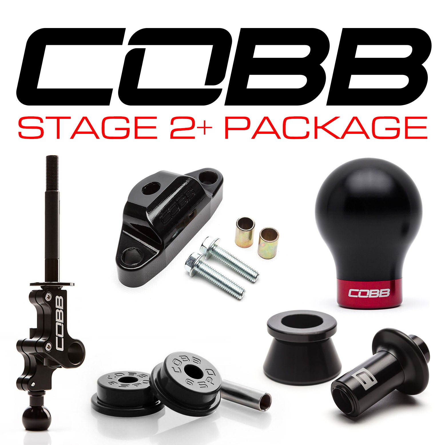 Cobb 04-14 Subaru Impreza/ 15-21 WRX 6MT Stage 2+ Drivetrain Package w/Weighted Black Knob + Race Red Lockout (215X02P-WK-BK-RDBK)