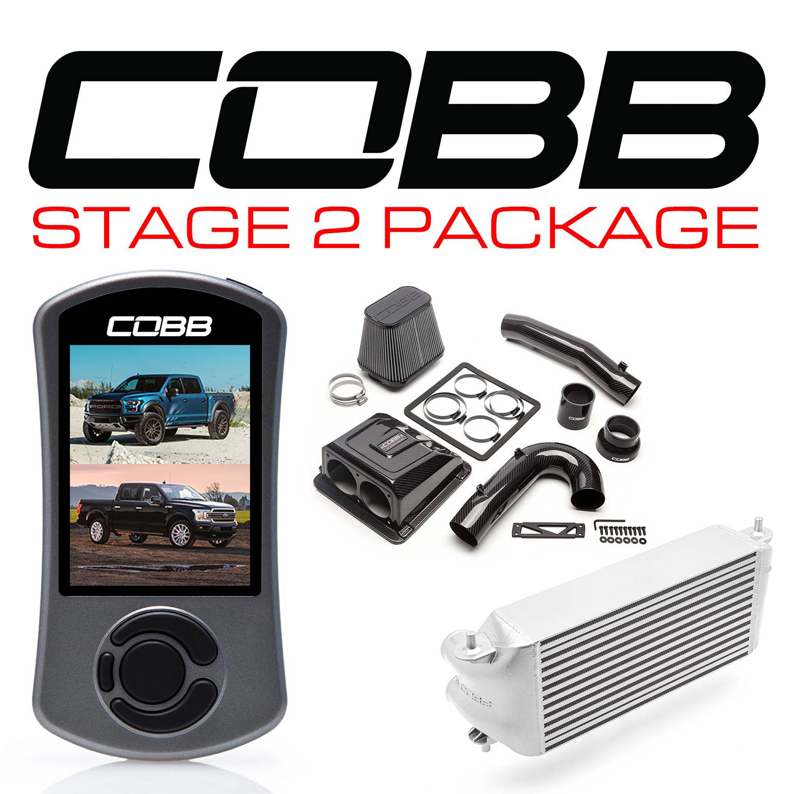 Cobb 17-20 Ford F-150 Ecoboost Raptor/Ltd. Stage 2 Redline CF Power Pkg - Silver (Factory Loc. I/C) (FOR0050S20SL-RED)