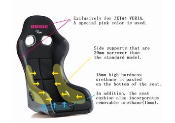 Bride Zeta IV Veria Black Bucket Seat w. Pink Stitch