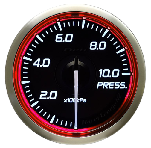 DEFI Racer Pressure Gauge N2 52mm SI 1000KPA Red (defiDF16203)