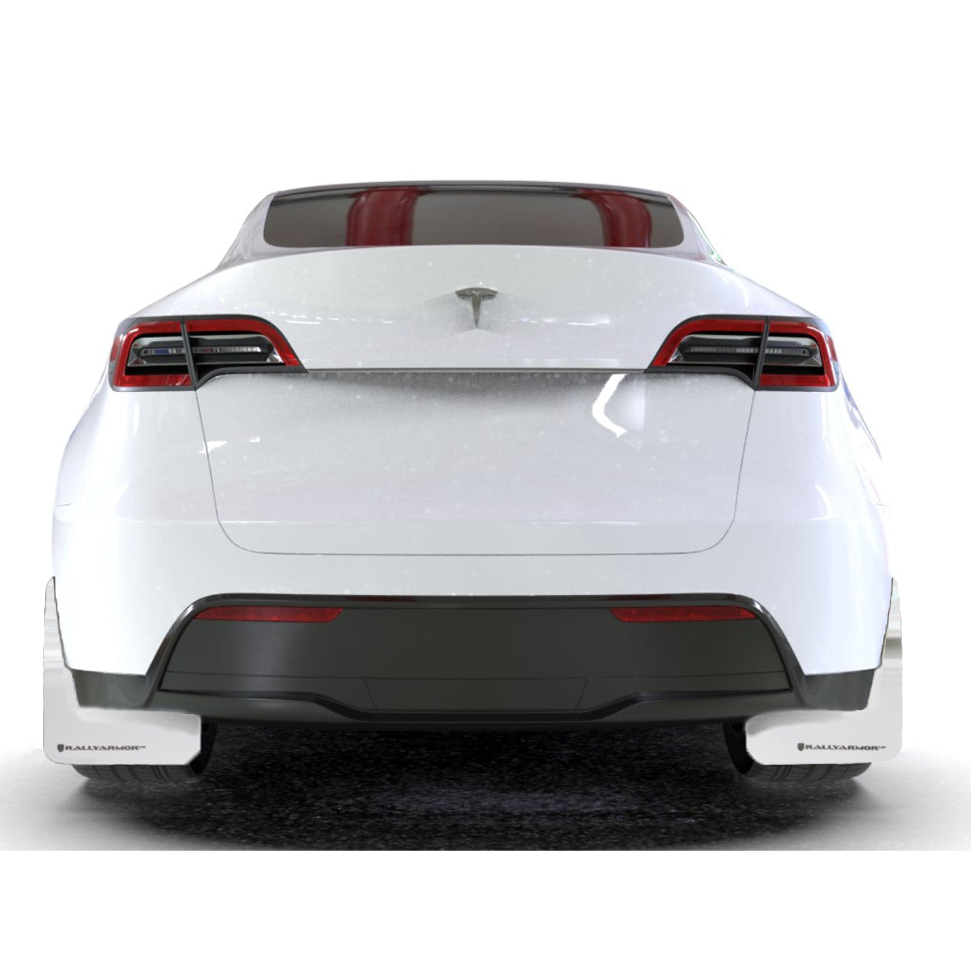 Rally Armor 20-23 Tesla Model Y UR White Mud Flap with Black Logo (ralMF72-UR-WH/BLK)