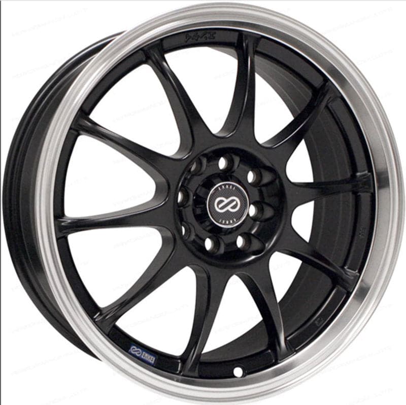 Enkei J10 16x7 5x112/114.3 38mm Offset 72.62mm Bore Dia Black w/ Machined Lip Wheel (409-670-26BK)