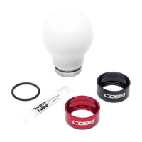 Cobb Subaru's 6-Speed Weighted COBB Knob - White (Incl. Both Red + Blk Collars)