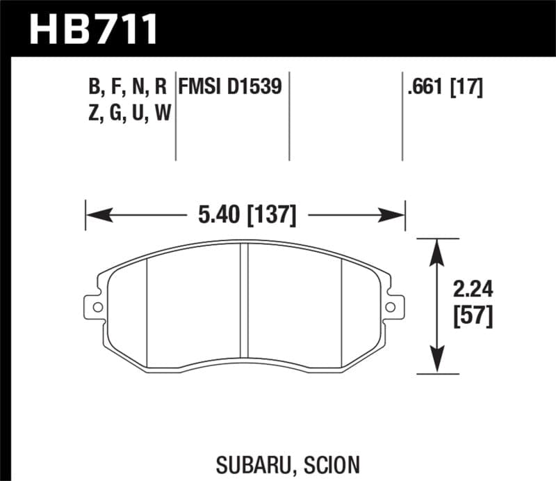 Hawk 13-15 Subaru BRZ/Legacy 2.5i / 13-16 Scion FR-S DTC-30 Front Street Brake Pads