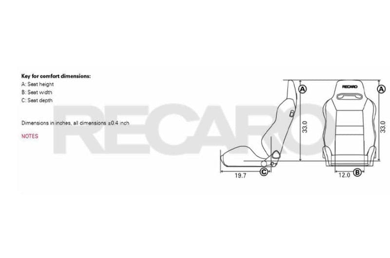 Recaro Speed V Passenger Seat | Black Leather/Red Suede Accent (7227110.2.3169)