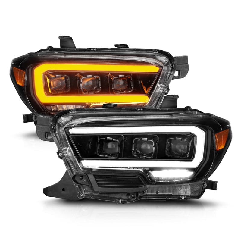 ANZO 16-22 Toyota Tacoma SR/SR5 ONLY Full LED Proj Headlights w/Light Bar Seq. Blk w/Initiation Lgt (111562)