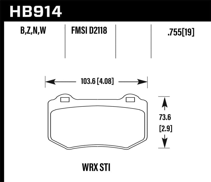 Hawk 2018-2022 Subaru WRX STI DTC-30 Rear Brake Pads