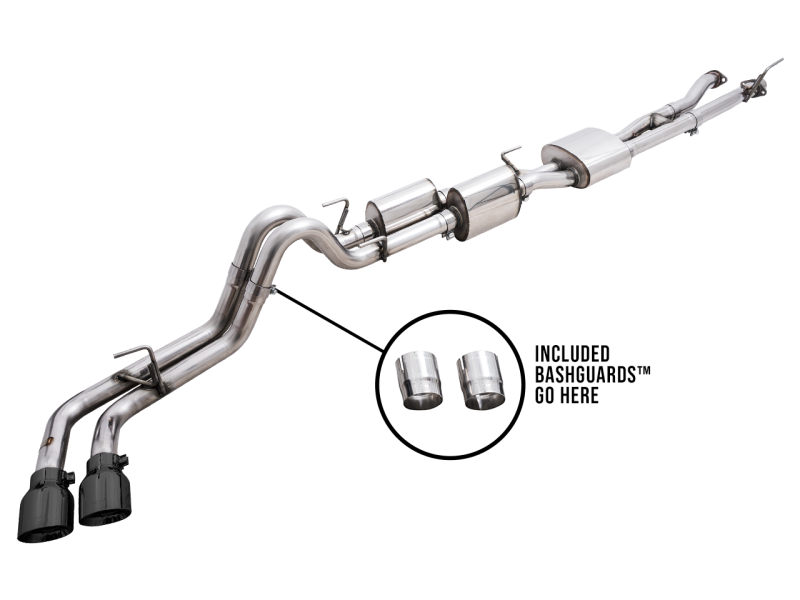 AWE 16-22 Tacoma Dual Diamond Black Tips Catback Exhaust w/ BashGuard