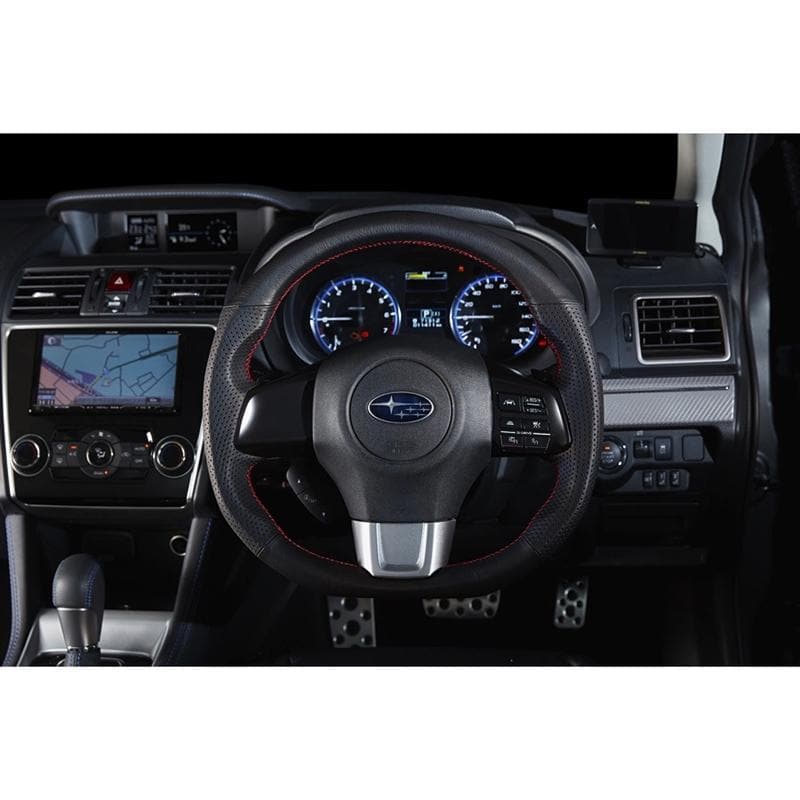 DAMD D-Shape Steering Wheel - 2015, 2016+ Subaru WRX & STi - Red Stitch