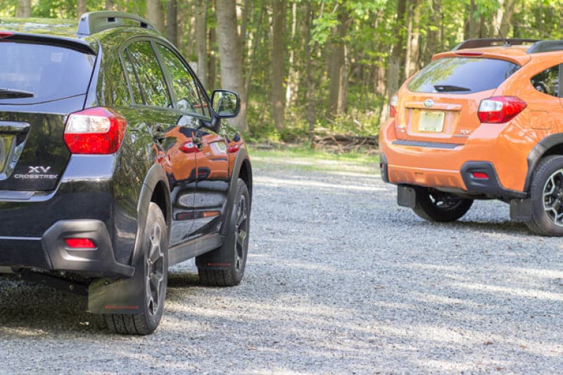 Rally Armor 13+ Subaru XV Crosstrek Black Mud Flap w/ Grey Logo