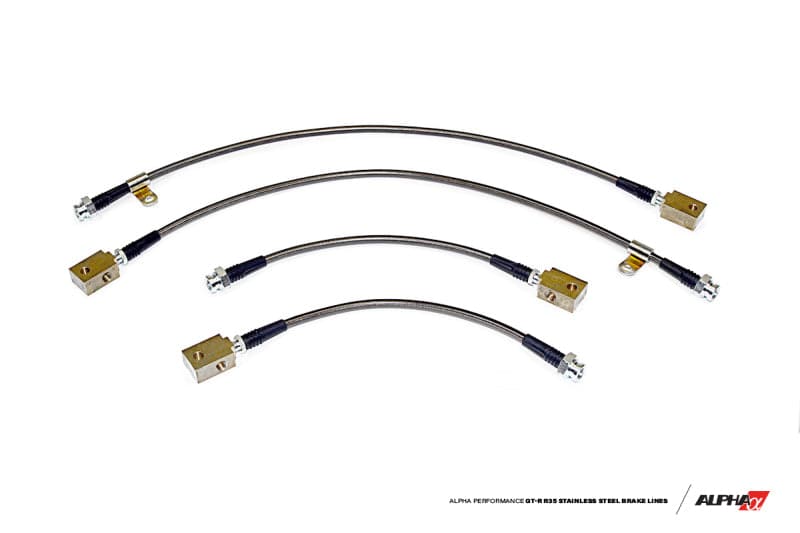 AMS Performance 2009+ Nissan GT-R R35 Alpha Short Route Style Stainless Steel Brake Lines (ALP.07.01.0001-2)