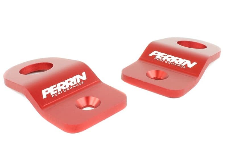 Perrin Red Upper Radiator Bracket Set for 08-21 Subaru WRX/STI (perPSP-ENG-521RD)