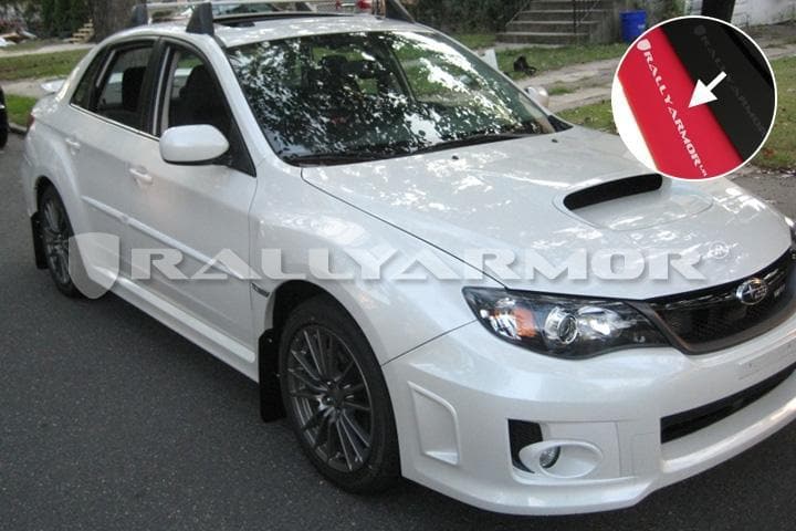 Rally Armor Red Mud Flap White Logo - STI & WRX 11-14