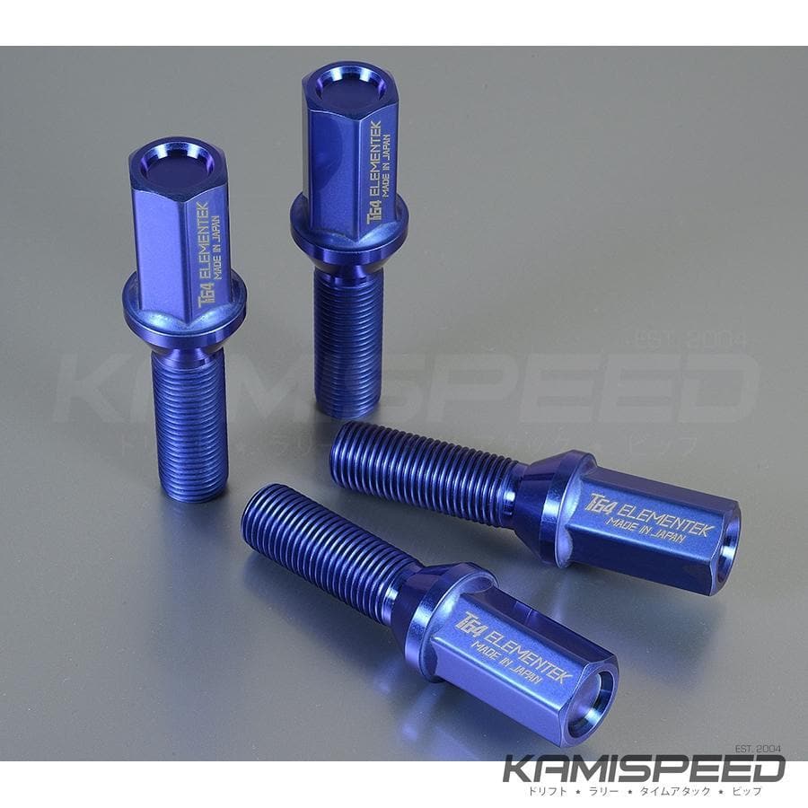 Ti64 Elementek Forged Blue Titanium Lug Bolt Set 14x1.25